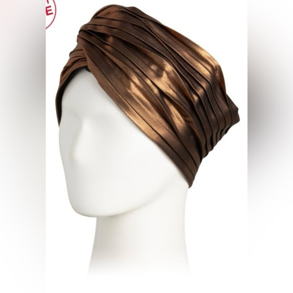 Eugenia Kim Azra Twisted Metallic Twill Bronze Turban Headband - Picture 11 of 11